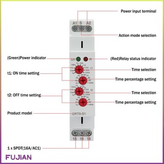Grt8-S1 Mini Asymmetric Cycle Timer On/Off Repeat Time Relay Ac 240V Wide Delay Range [B/9]