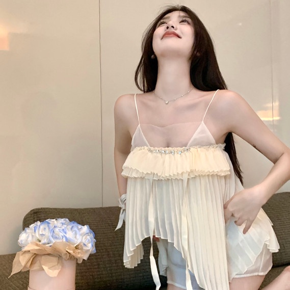 Áo Sát Nách Chất Chiffon Thiết Kế Lệch Tà Quyến Rũ
