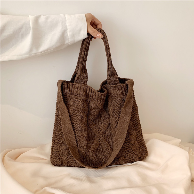 Túi Đeo Vai Đan Len Phong Cách Retro Thanh Lịch Thời Trang Cho Nữ