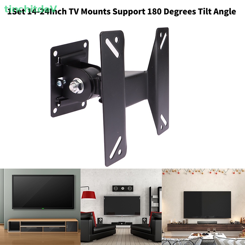 1 Bộ Giá Đỡ Màn Hình TV LCD 14-24Inch Gắn Tường Cố Định Góc Nghiêng 180 Độ Kèm Ốc Vít Chuyên Dụng
