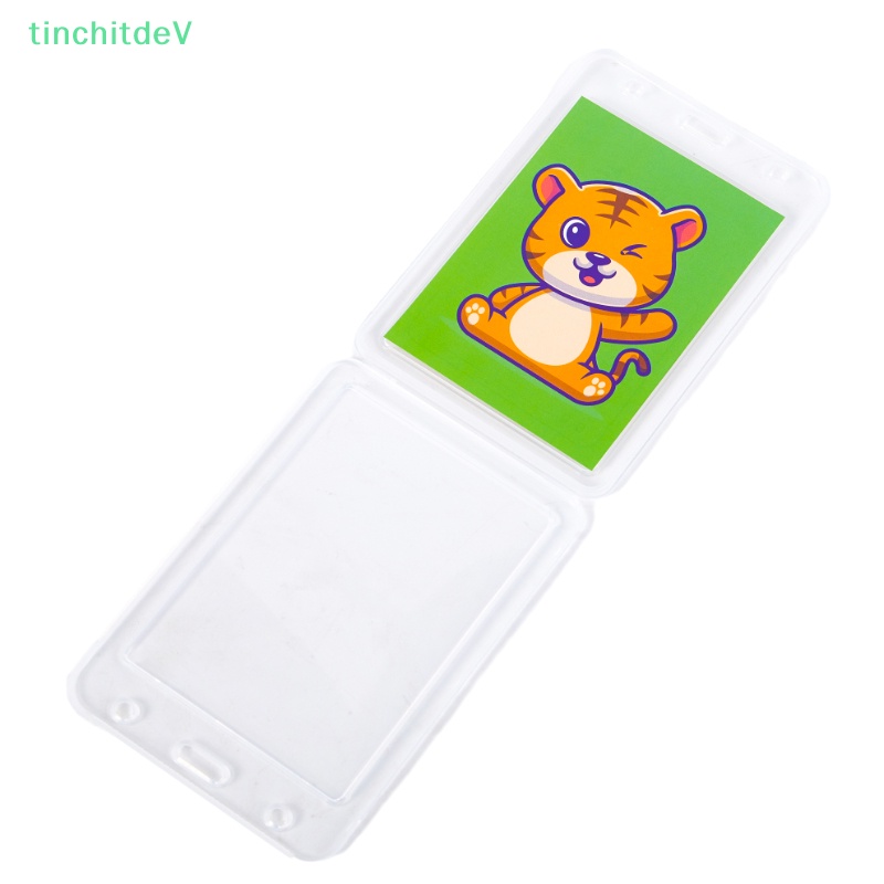 Set 1 Hộp Đựng Thẻ Tên Bằng Nhựa Trong Suốt Có Thể Thu Gọn Kèm Dây Đeo Tiện Dụng Cho Học Sinh