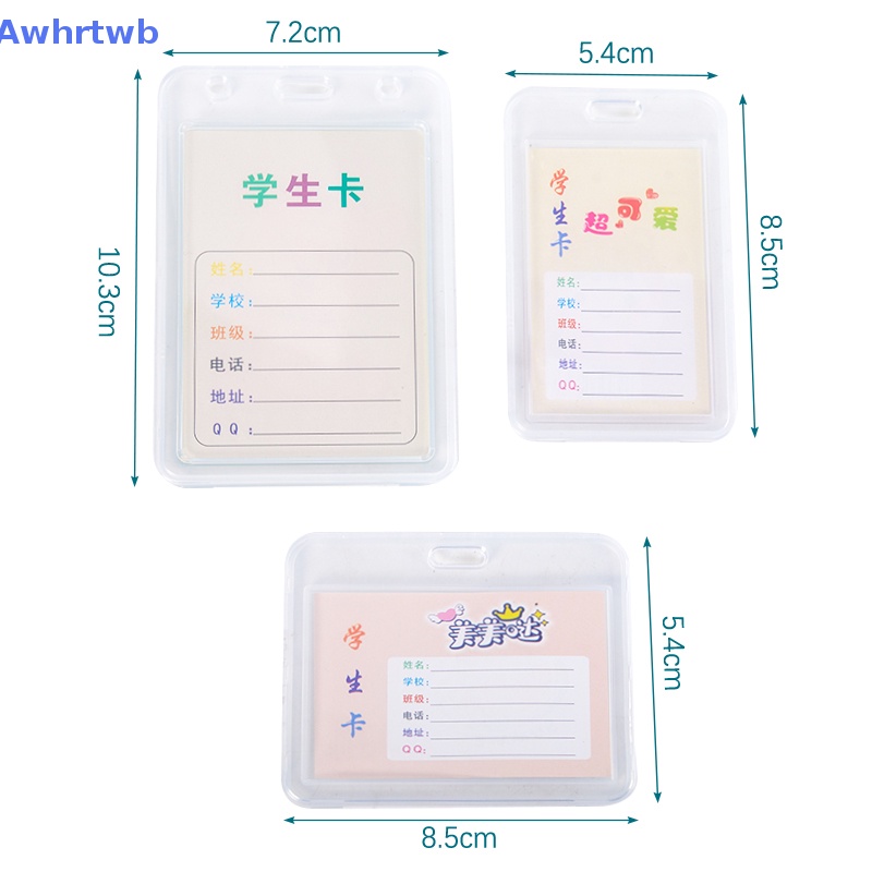 Set 1 Hộp Đựng Thẻ Tên Bằng Nhựa Trong Suốt Có Thể Thu Gọn Kèm Dây Đeo Tiện Dụng Cho Học Sinh Mới