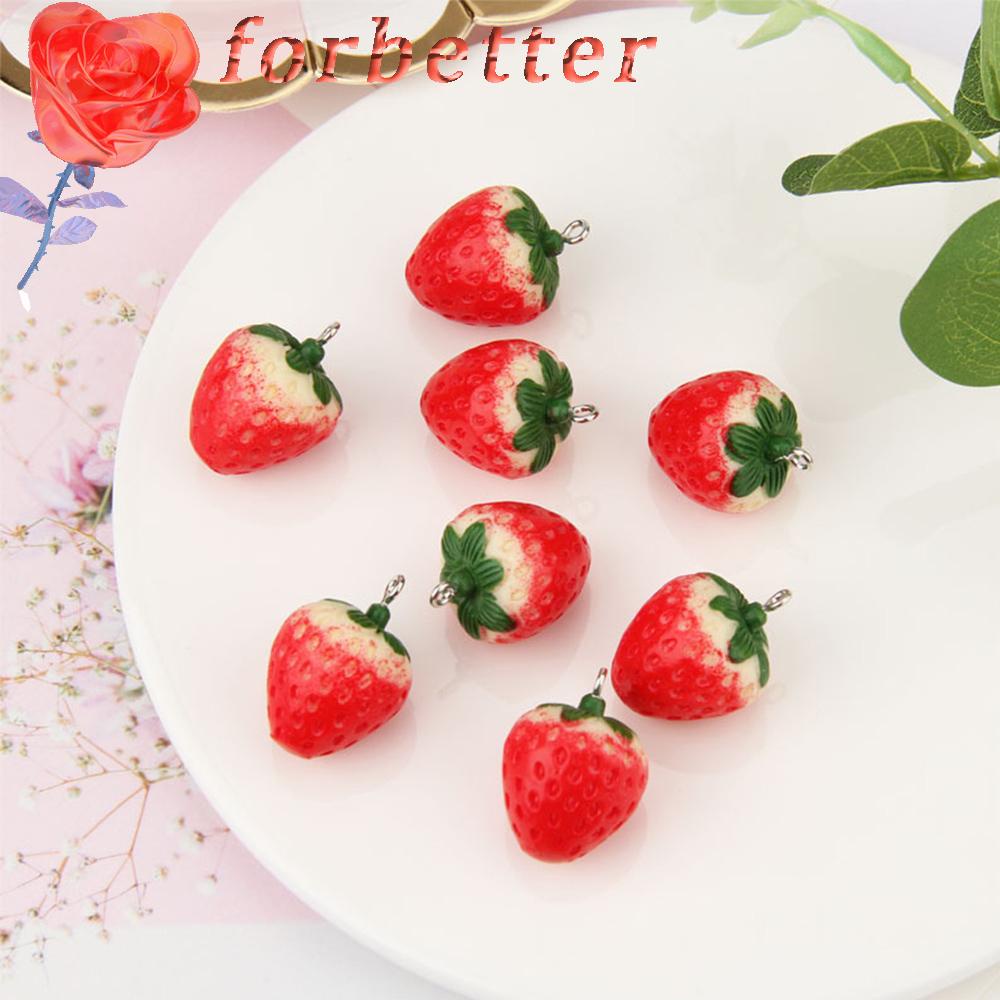 Phụ Kiện Móc Khóa Hình Trái Dâu 3D DIY Bằng Nhựa Resin Cho Nữ