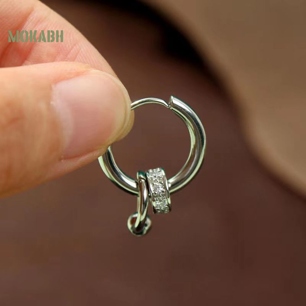 1 Khuyên Tai Thép Titan Nhiều Lớp Phong Cách Hip Hop Đơn Giản Thời Trang