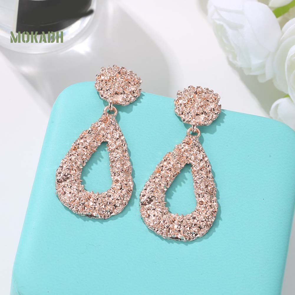 Bông Tai Hình Giọt Nước Dập Nổi Phong Cách Bohemia Thời Trang Cho Nữ