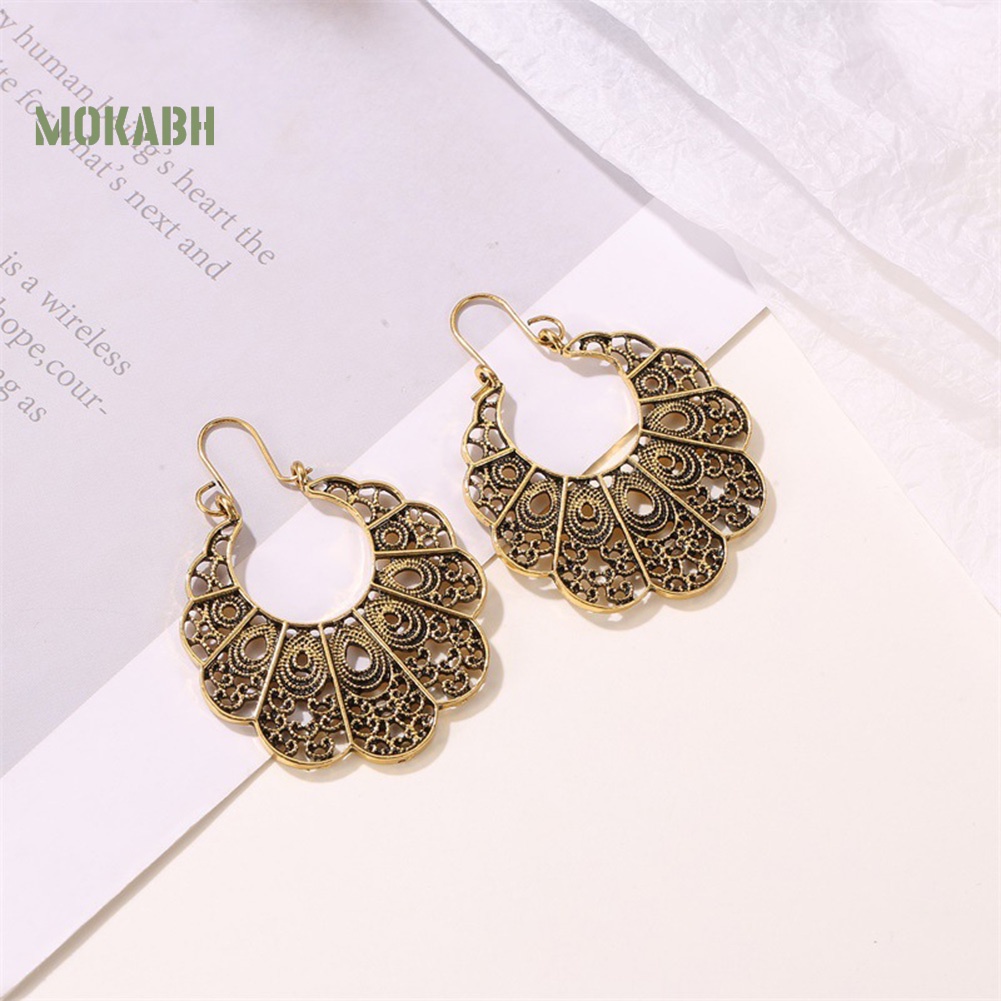 Bông Tai Hình Tròn Thiết Kế Đục Lỗ Phong Cách Cổ Điển Thời Trang Cho Nữ