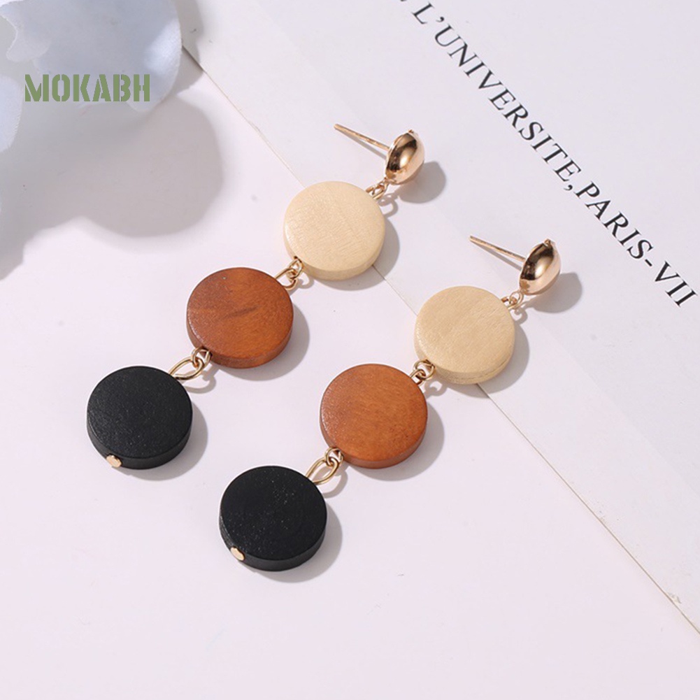 Bông Tai Hình Tròn Bằng Gỗ Thời Trang Dành Cho Nữ