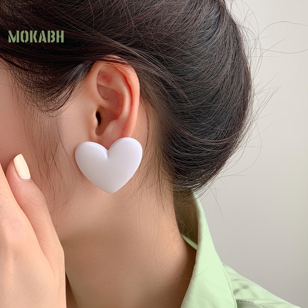 1 Đôi Bông Tai Hình Trái Tim Màu Sắc Kẹo Ngọt Phong Cách Hàn Quốc Dành Cho Nữ