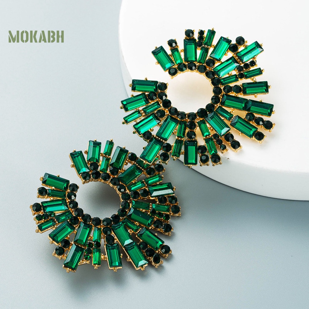 1 Đôi Bông Tai Hoa Hướng Dương Đính Đá Nhiều Màu Phong Cách Bohemian