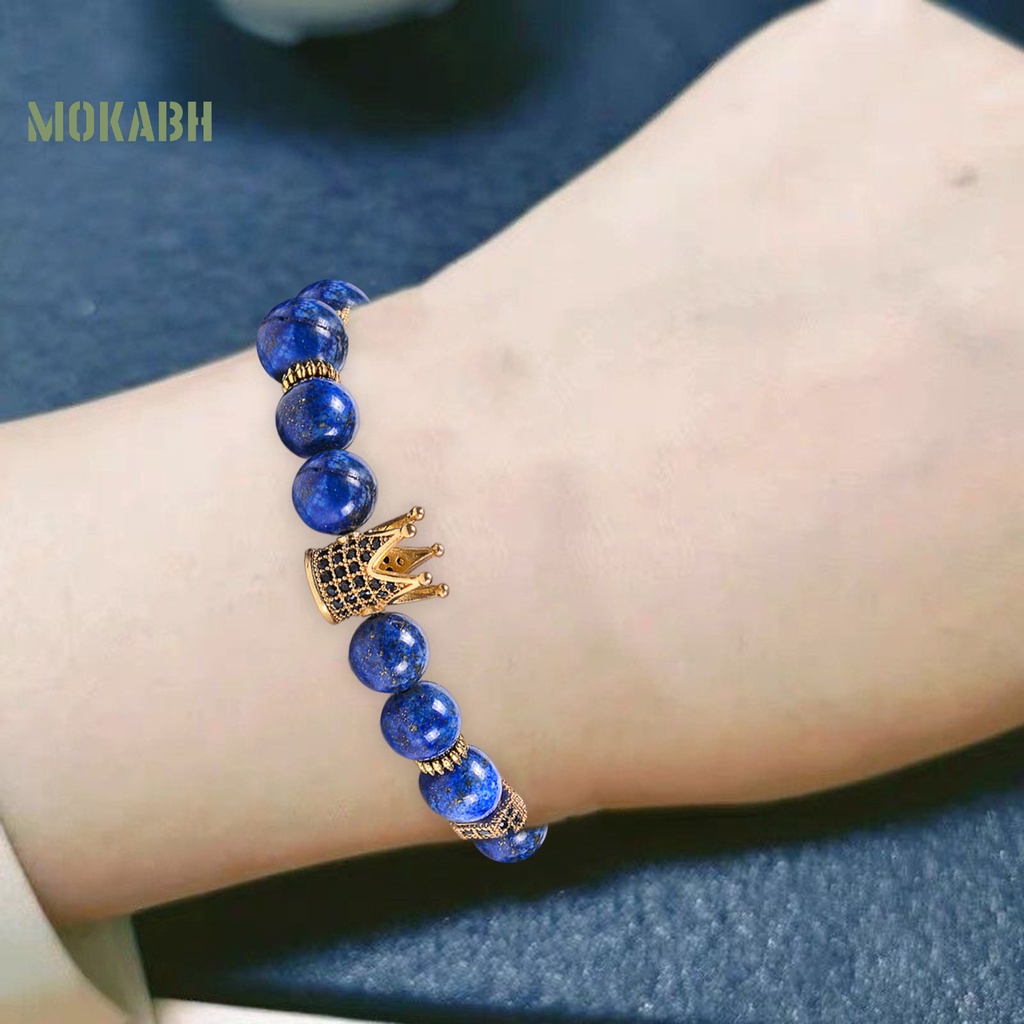 Vòng Tay Chuỗi Hạt Đá Tự Nhiên Mặt Hình Lục Giác Màu Tương Phản Tùy Chỉnh Thời Trang Cho Nam Và Nữ