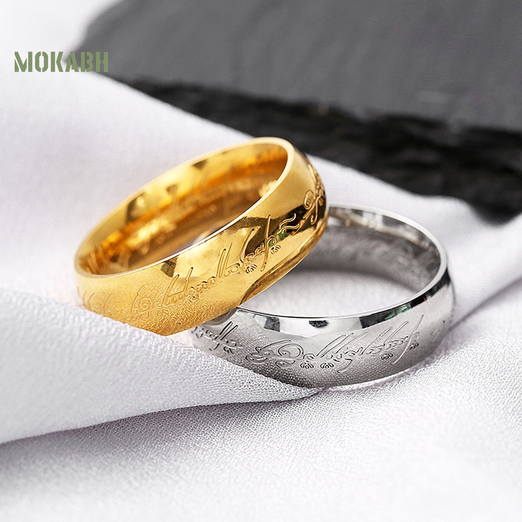 [Mới] Nhẫn Đánh Bóng Chạm Khắc Tinh Xảo Sáng Bóng Chống Lưỡi Màu Đen / Vàng / Bạc Âu Mỹ Cho Nam