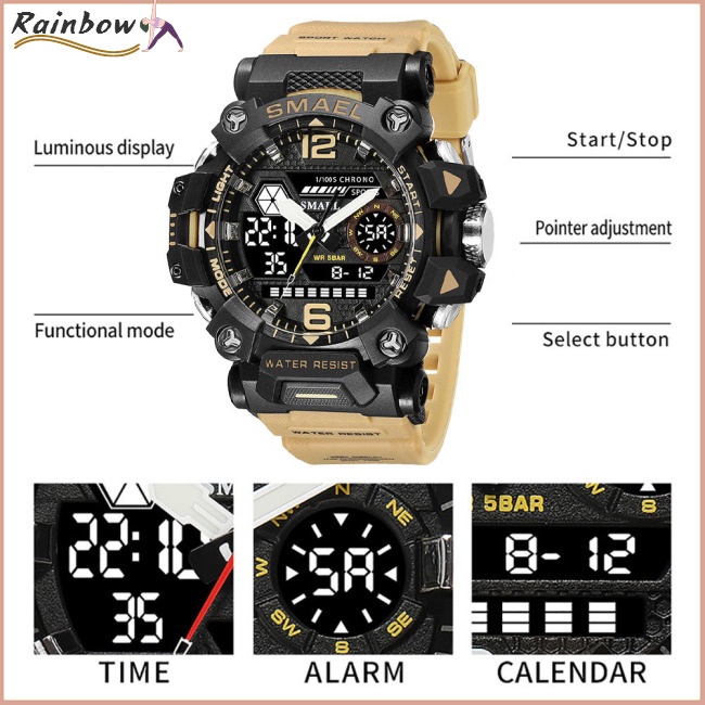 Đồng Hồ Điện Tử Đa Năng Chống Thấm Nước 50m Màn Hình Led Kỹ Thuật Số 8072