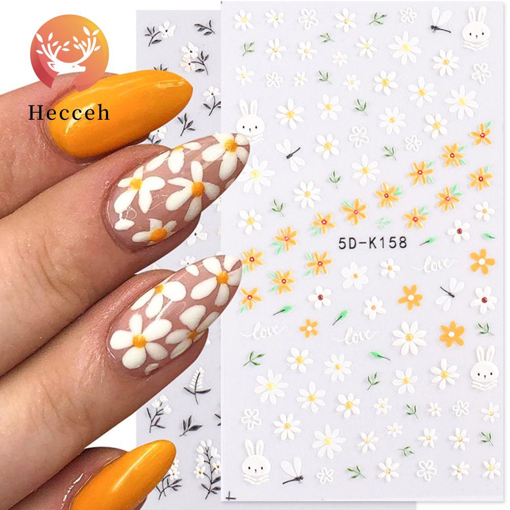 Miếng Dán Trang Trí Móng Tay Tự Dính Họa Tiết Hoa Cúc Đơn Giản Thanh Lịch