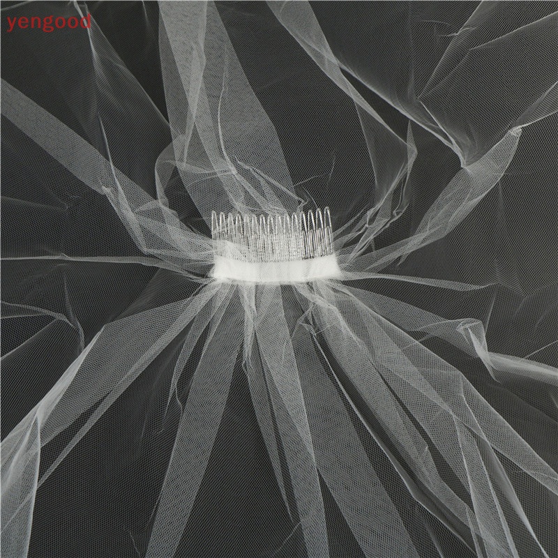 (YGD) Mạng Che Mặt Cô Dâu Hai Lớp Viền Ren Ngà Trắng Và Chim Ngà