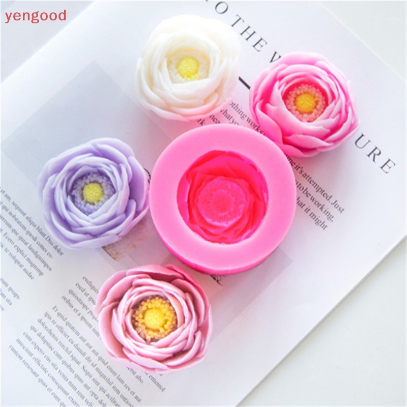 Khuôn Làm Bánh / Xà Phòng Chất Liệu Silicone Tự Làm Hình Hoa Mẫu Đơn