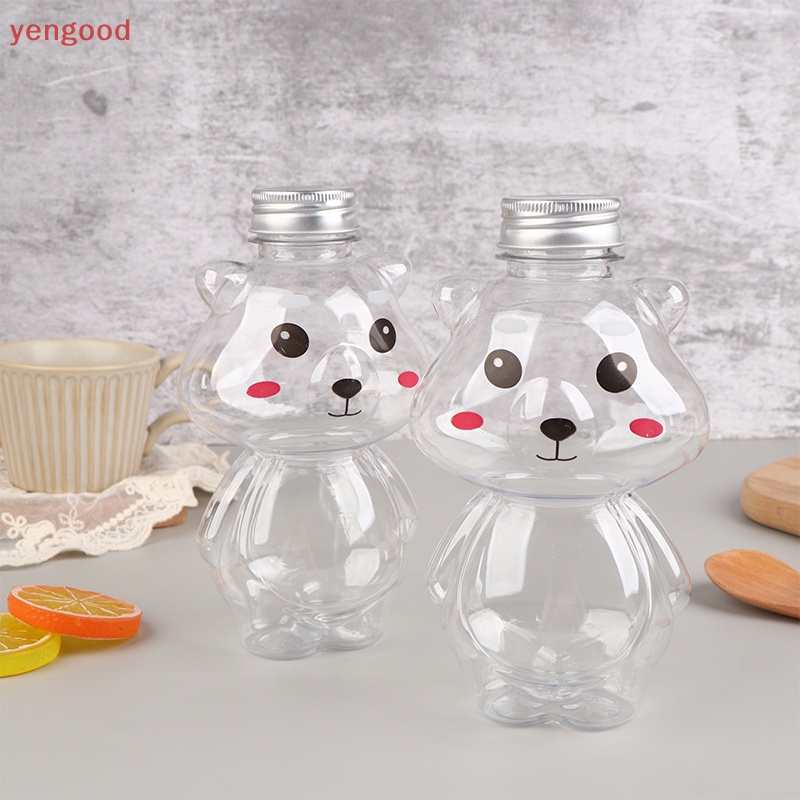1 Bình Đựng Nước Ép 500ml Bằng Nhựa Dày Trong Suốt In Hình Gấu Hoạt Hình Đáng Yêu