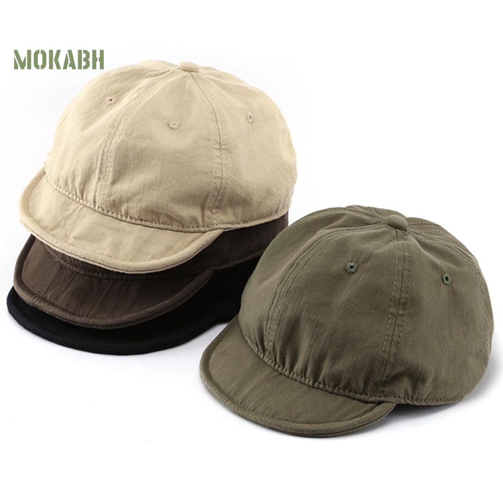 [Mok Abh] Mũ Lưỡi Trai Vành Ngắn Điều Chỉnh Được Màu Sắc Trơn Phong Cách Vintage Chống Nắng Mùa Hè Cho Nam Và Nữ
