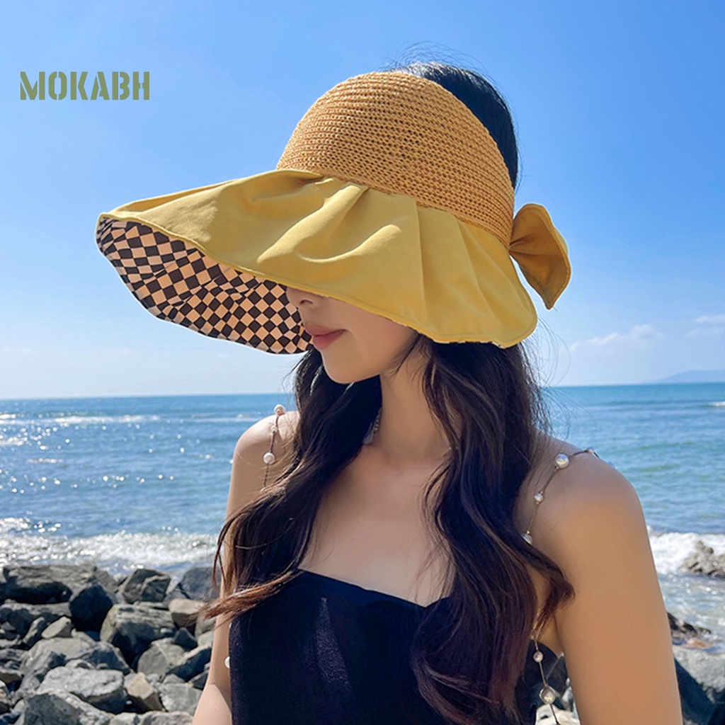 Nón Chống Nắng Bằng Polyester Mềm Nhẹ Đính Nơ Thời Trang Mùa Hè Cho Nữ