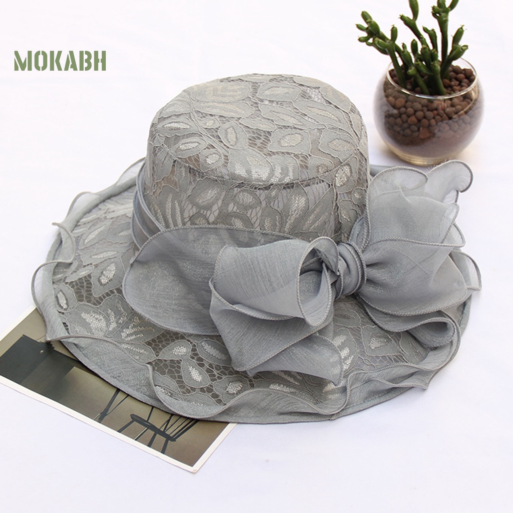 Nón Tai Bèo Phối Ren Và Nơ Có Thể Gấp Lại Được Dùng Cho Nữ Trong Tiệc Cưới