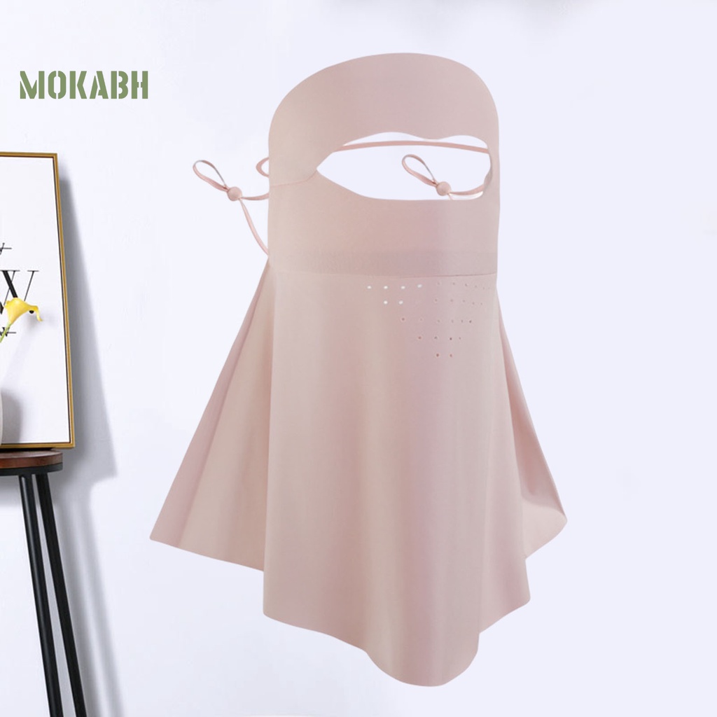 [Mok Abh] Khăn Choàng Cổ Che Mặt Chống Nắng Chống Bụi Chống Tia UV Bằng Lụa Lạnh Có Dây Buộc Tai Có Thể Điều Chỉnh Dành Cho Nữ Đi Xe Đạp