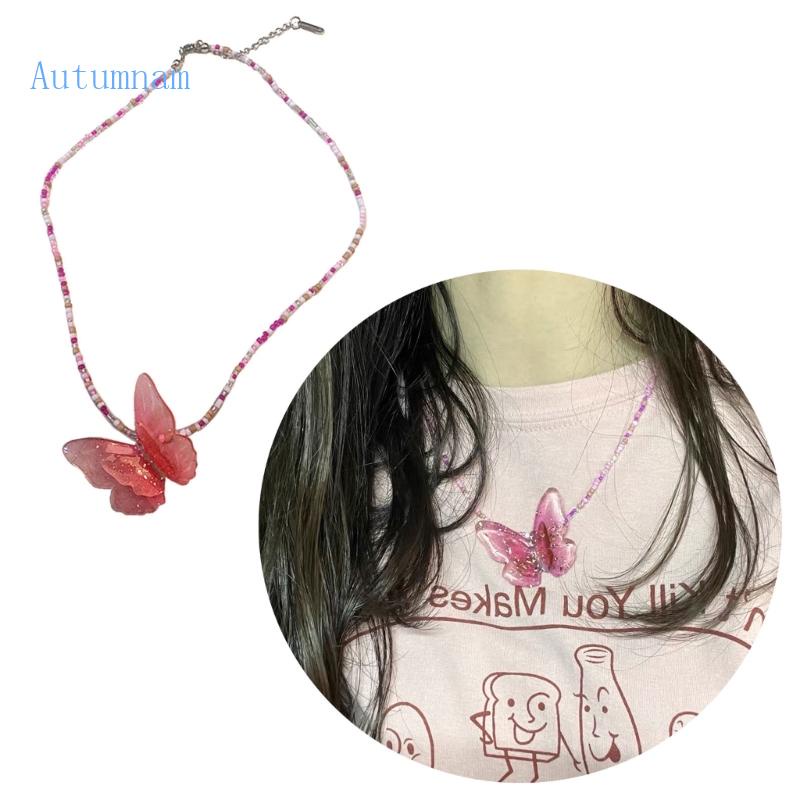 Vòng cổ Chuỗi Hạt Mặt Hình Bướm Đáng Yêu Thời Trang Hàn Quốc Cho Nữ