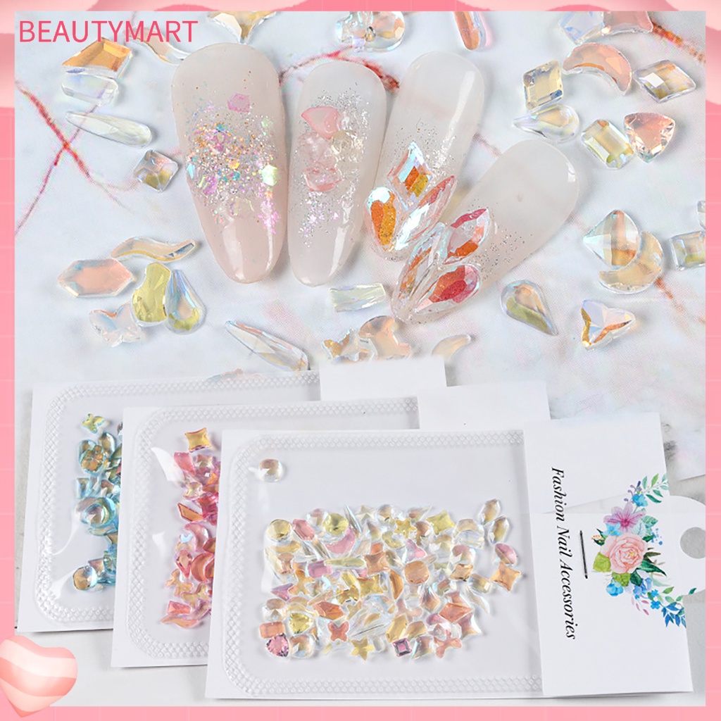 Set 100 Phụ Kiện Trang Trí Móng Tay Nghệ Thuật Nhiều Màu Sắc Không Phai