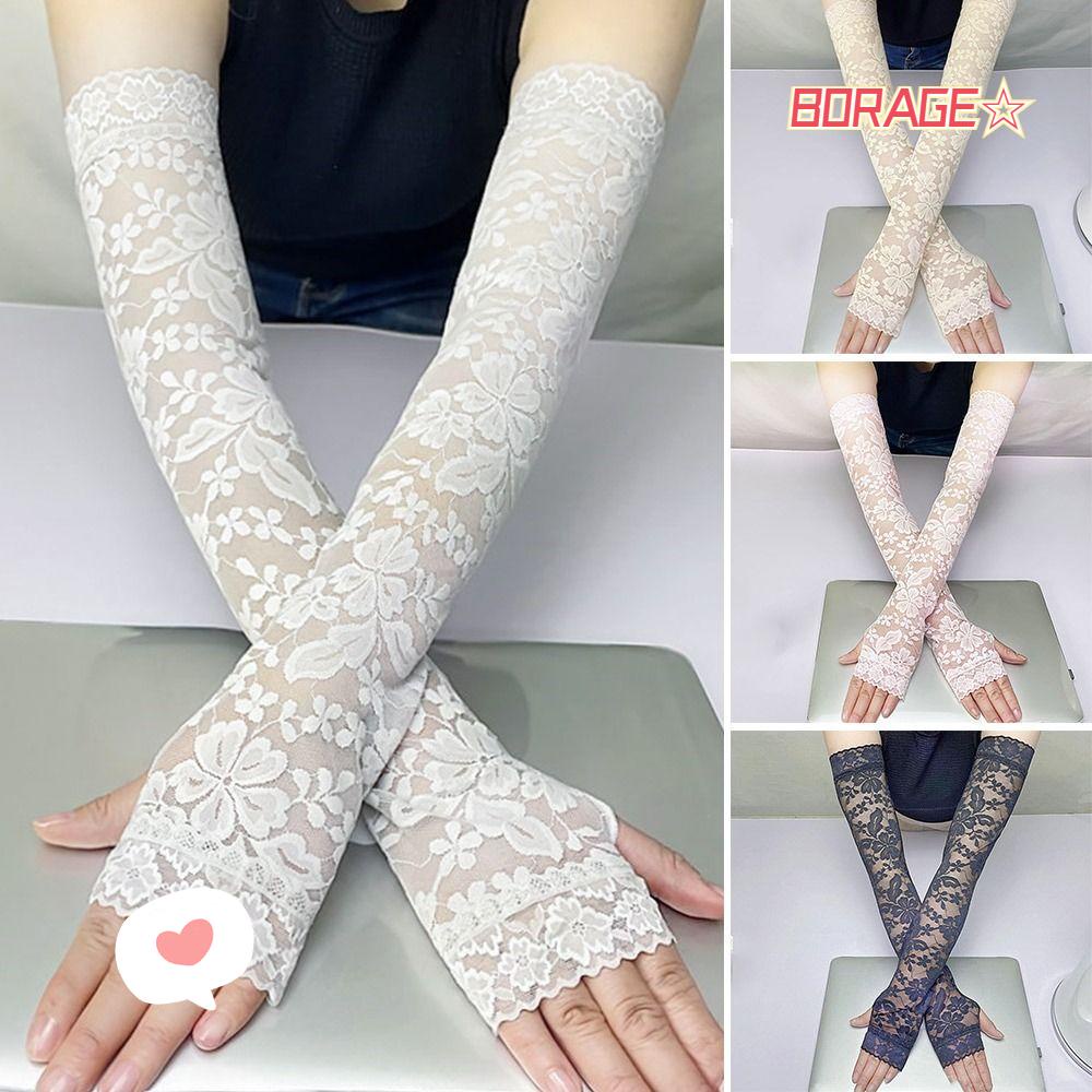 Găng Tay Ren Lưới Dài Hở Ngón Thời Trang Đi Xe Đạp