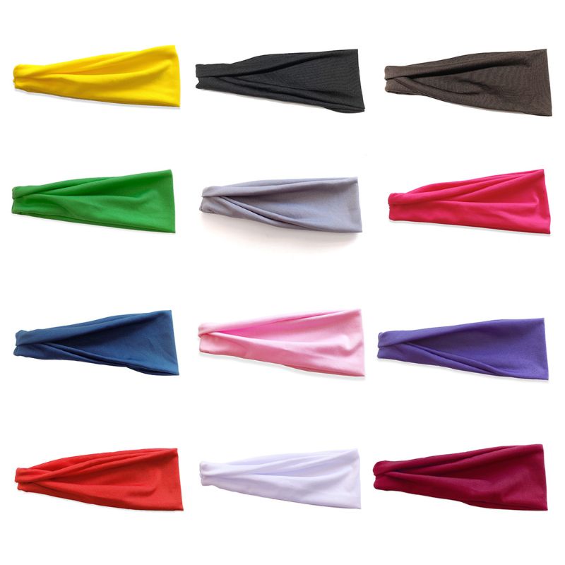 Băng Đô Thể Thao Màu Sắc Trơn Chống Trượt Thấm Hút Mồ Hôi Cho Nam Và Nữ