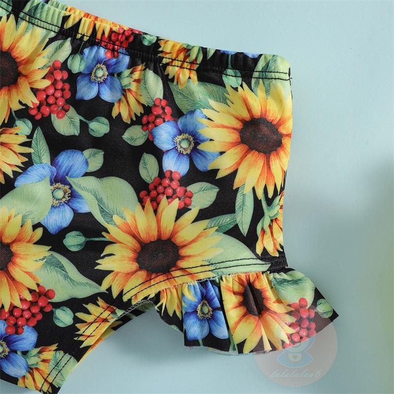 Bộ Đồ Bơi Hai Mảnh Họa Tiết Hoa Phối Bèo Thời Trang Mùa Hè Cho Bé Gái Laa