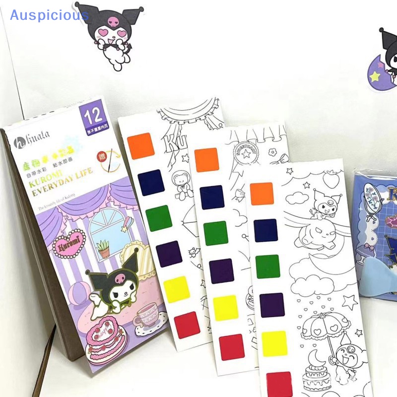 [AuspiciousV] Hình Vẽ Hoạt Hình Anime Kuromi Come with Tô Màu Nước Kawaii