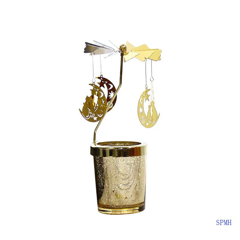 Giá Đỡ Nến Bằng Kim Loại Hình Mèo Và Mặt Trăng Lãng Mạn Thời Trang