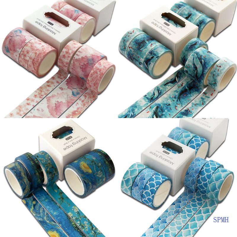 Bộ 3 Cuộn Băng Dính Washi Dùng Trang Trí Sổ Tay