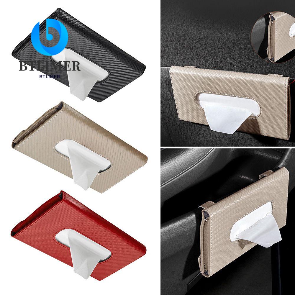 Hộp Đựng Khăn Giấy Bằng Da PU Sợi Carbon Gắn Tấm Chắn Nắng Xe Hơi