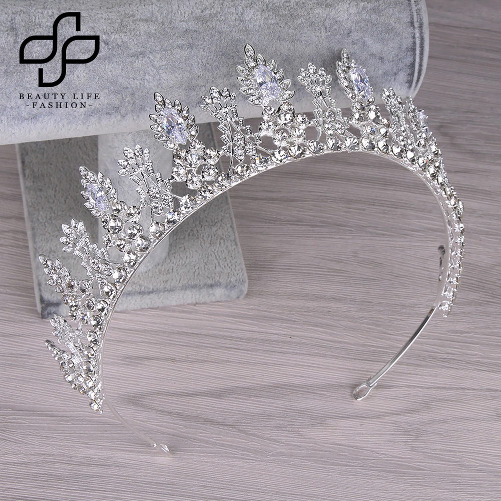 Vương Miện Cài Tóc Đính Đá Zircon Cho Cô Dâu