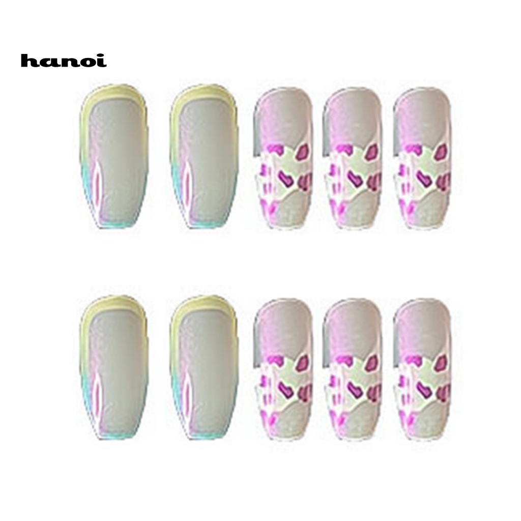1 Bộ Móng Tay Giả Che Phủ Toàn Diện Tháo Rời Được Chống Phai Màu Họa Tiết Sọc Cầu Vồng Cho Salon