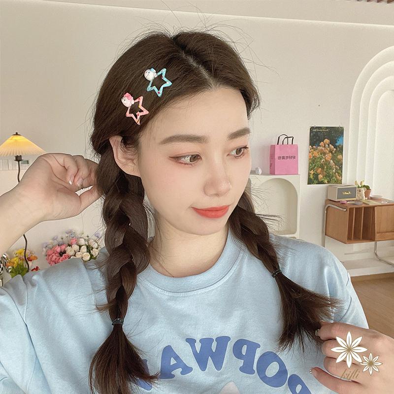 SANRIO Kẹp Tóc Hình Ngôi Sao Năm Cánh Họa Tiết Chấm Bi Dễ Thương Cho Nữ