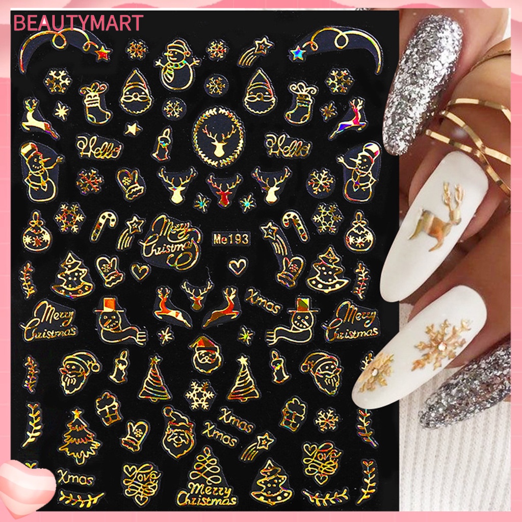 Nhãn Dán Móng Tay Tự Dính Siêu Mỏng Chủ Đề Giáng Sinh 3D DIY