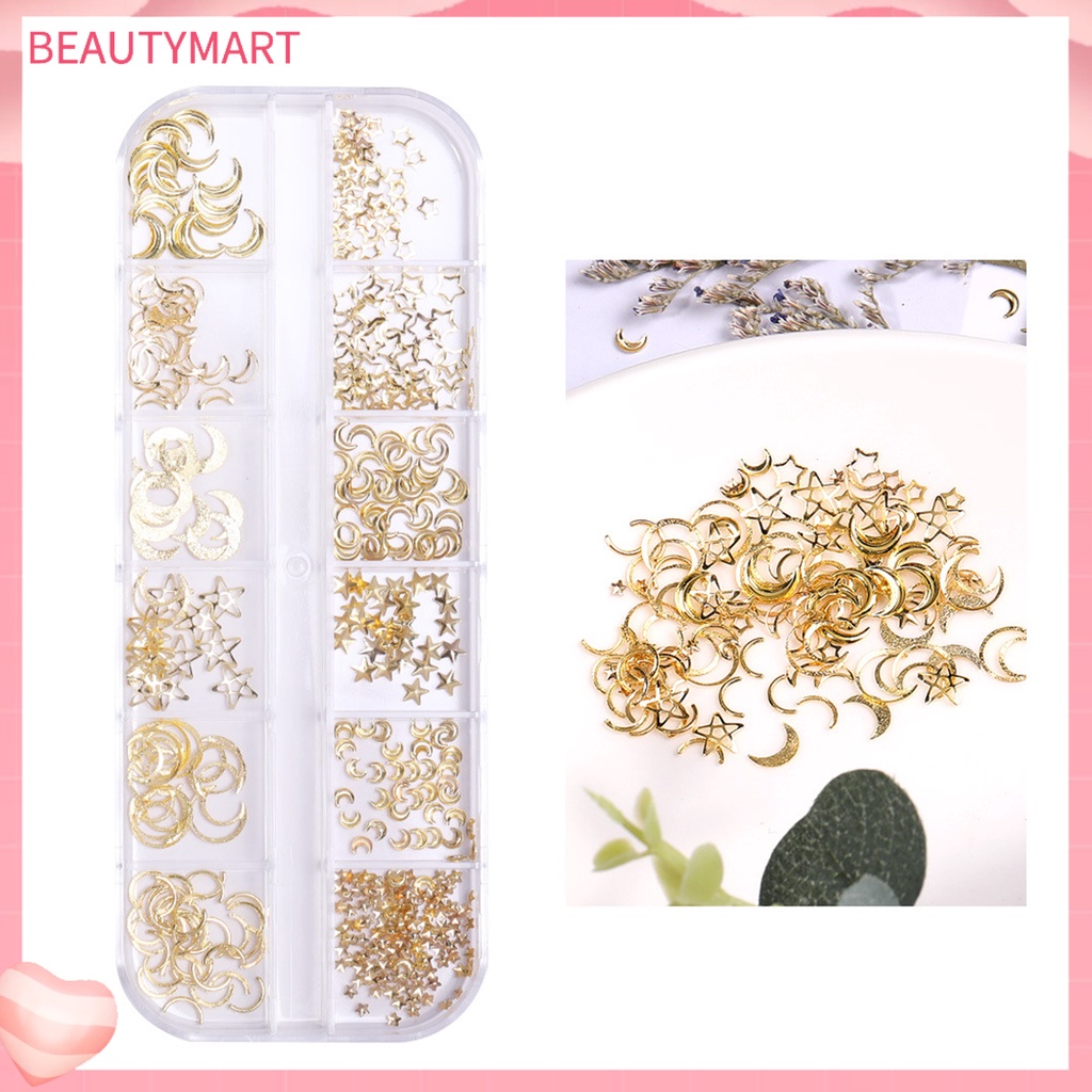 1 Hộp 12 Ngăn Đựng Hạt Kim Sa 3D Tự Trang Trí Móng Tay Cho Nữ