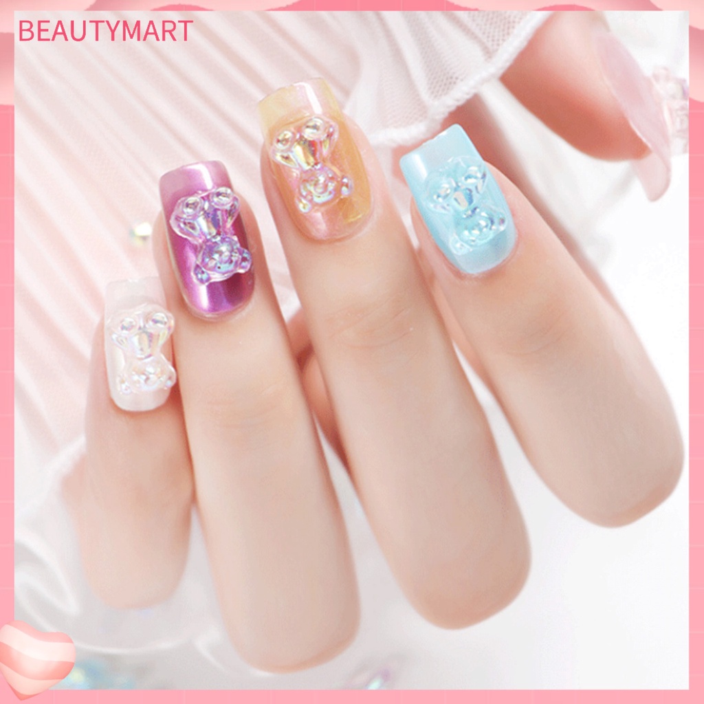 Bộ 50 Phụ Kiện Trang Trí Móng Tay Hình Gấu 3D Lấp Lánh Đa Năng