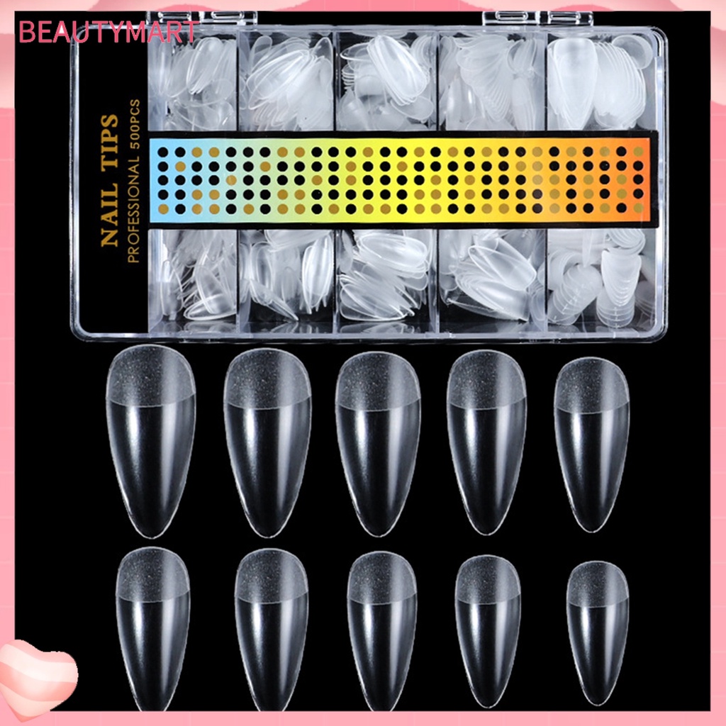Bộ 500 Móng Tay Giả Cong Chữ C Trong Suốt Dùng Trang Trí Móng Nghệ Thuật DIY