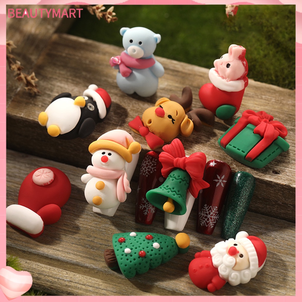 Set 5 Phụ Kiện Trang Trí Móng Tay Tạo Hiệu Ứng 3D Chủ Đề Giáng Sinh Năm Mới Cho Nữ