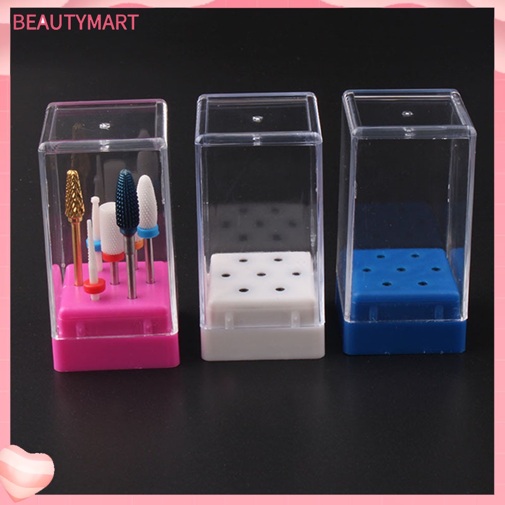 Giá Đỡ Đầu Mài Móng Tay 7 Lỗ Trong Suốt Tiện Lợi