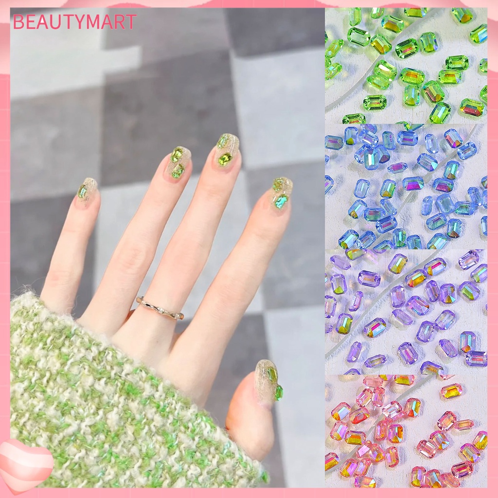 Bộ 100 Hạt Đá Vuông Siêu Nhẹ Dùng Trang Trí Móng Tay DIY