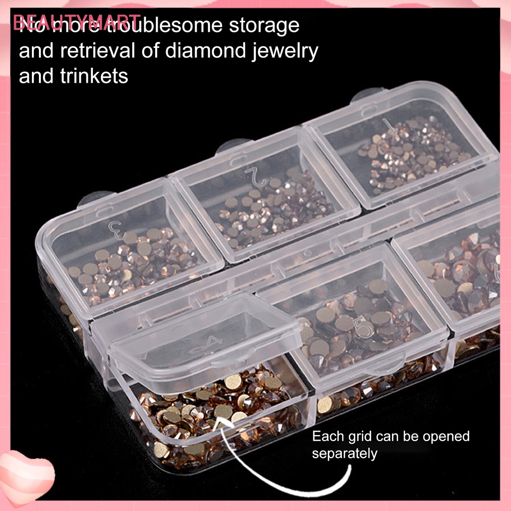 Set 5 Hộp Nhựa Trong Suốt 6 Ngăn Đựng Trang Sức Sức Chứa Lớn Tiết Kiệm Không Gian