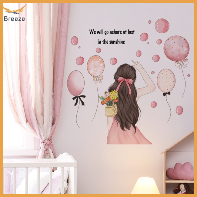 Sticker Dán Tường Họa Tiết Bong Bóng Lãng Mạn Tự Dính Trang Trí Phòng Ngủ