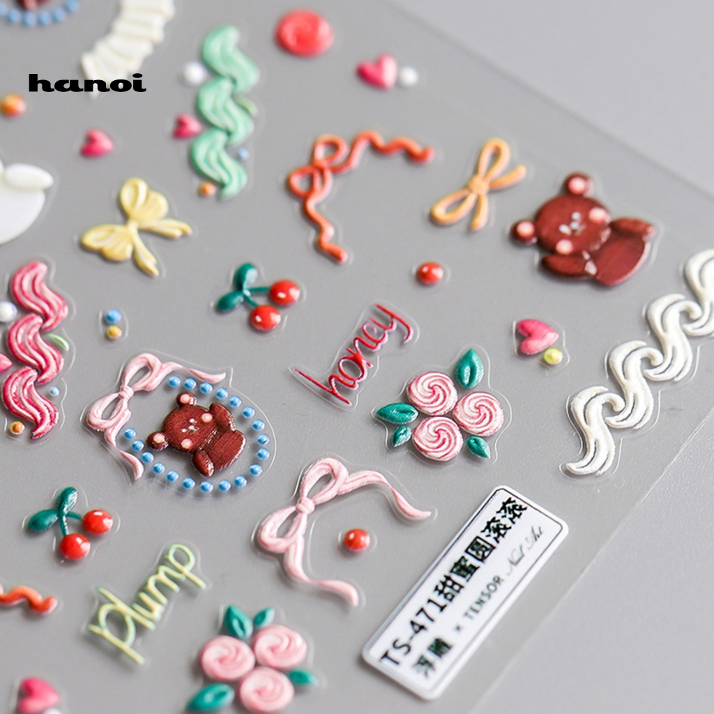 Han_nhẫn Dán Móng Tay Trượt Mẫu Hoạt Hình Mini Tương Phản Cao Cho Nữ