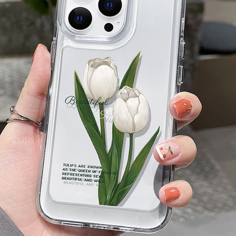 Ốp Điện Thoại  Trong Suốt Hình Hoa Tulip 6/6s/6plus,7/8plus,X/Xs/Xr/Xs max/11/12/13/14/Pro/Plus/Promax