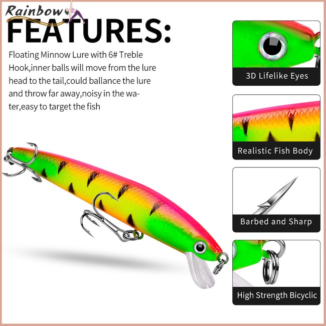 Mồi Câu Cá Giả Bằng Nhựa Cứng Mắt 3d 9.5cm 8.5g