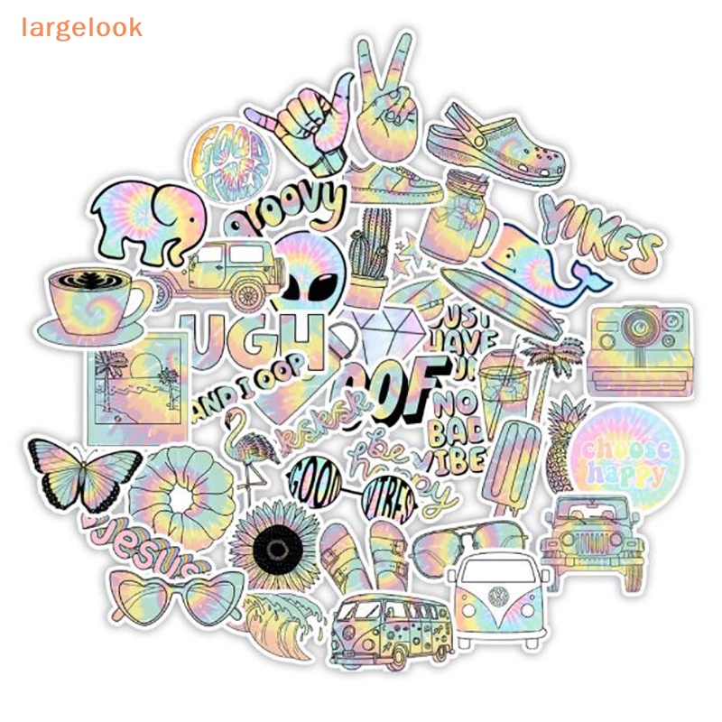 Bộ 50 Miếng Dán Chống Thấm Nước Họa Tiết Graffiti Cho Cốc Nước Xe Hơi Xe Máy