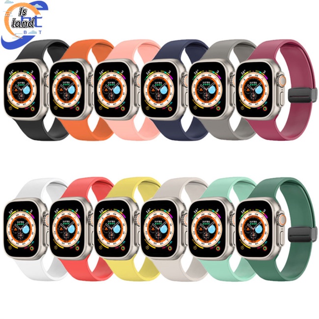 Dây Đeo Đồng Hồ Bằng Silicone Màu Trơn Khóa Nam Châm Chống Nước &amp; Mồ Hôi Cho Iwatch